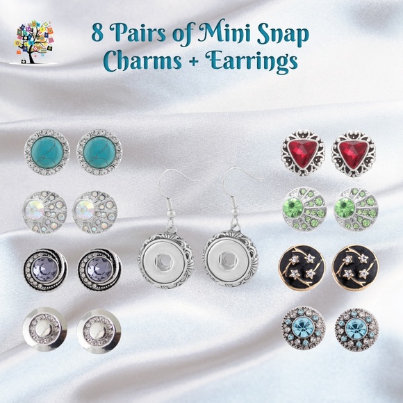 Dragonfly Spirit Designs Jewelry - Snap Charm Set of 8 Pairs Mini Snaps 12mm and Mini Snap Earrings